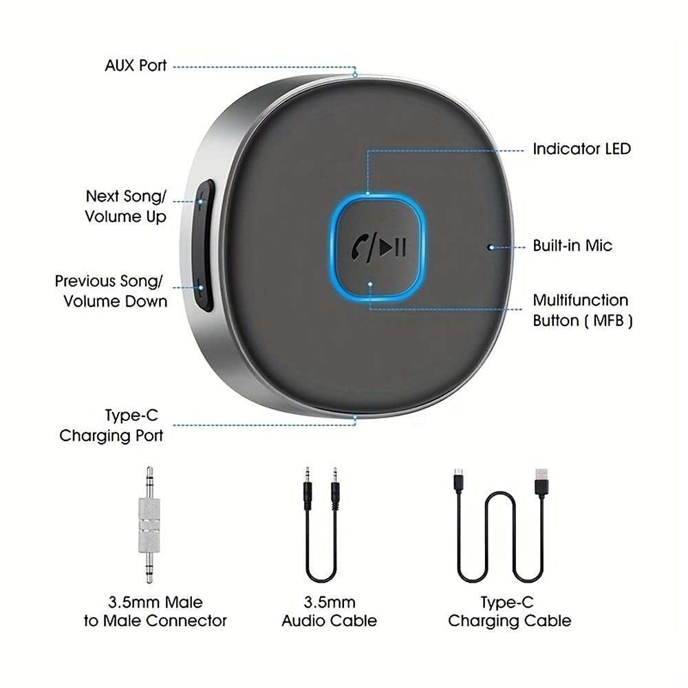 Bluetooth Receiver AUX Car Bluetooth Audio Receiver Converter 5.0 Bluetooth Adapter 2025 - $28.99 –P10
