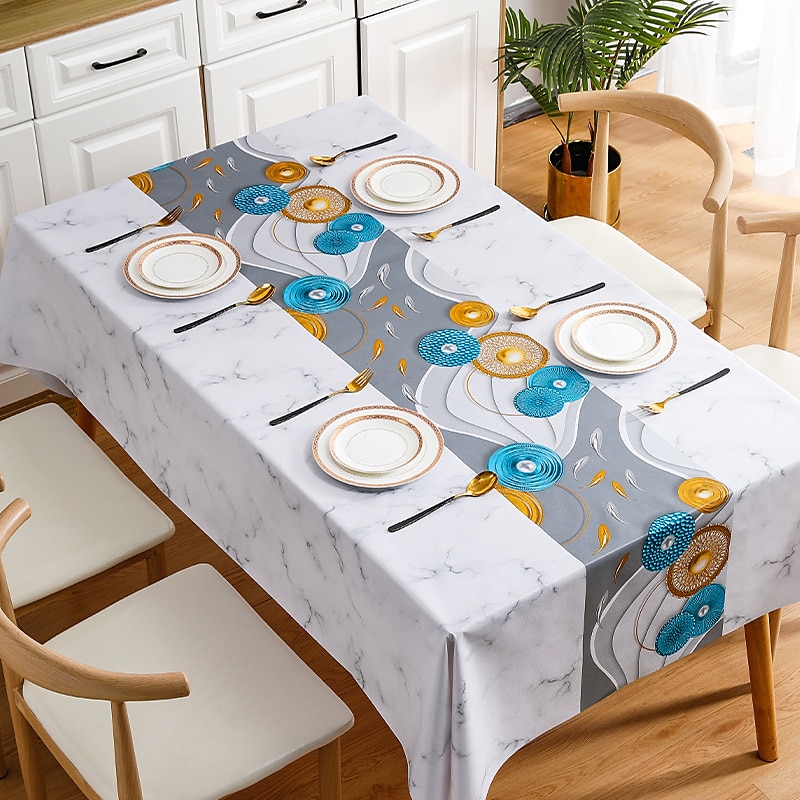 Waterproof Tablecloth PVC Oilproof Rectangle Table Cloth Table Cover for Party, Family Dining, Restrant 2025 - $11.49 –P9