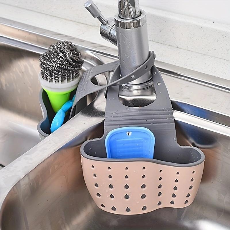 Suporte de esponja de pia multifuncional de 1 unidade com alça de ombro ajustável - bolsa suspensa, organize e drene sua esponja com facilidade - perfeito para cozinha e banheiro - utensílios de de 2025 por $8.99 –P3