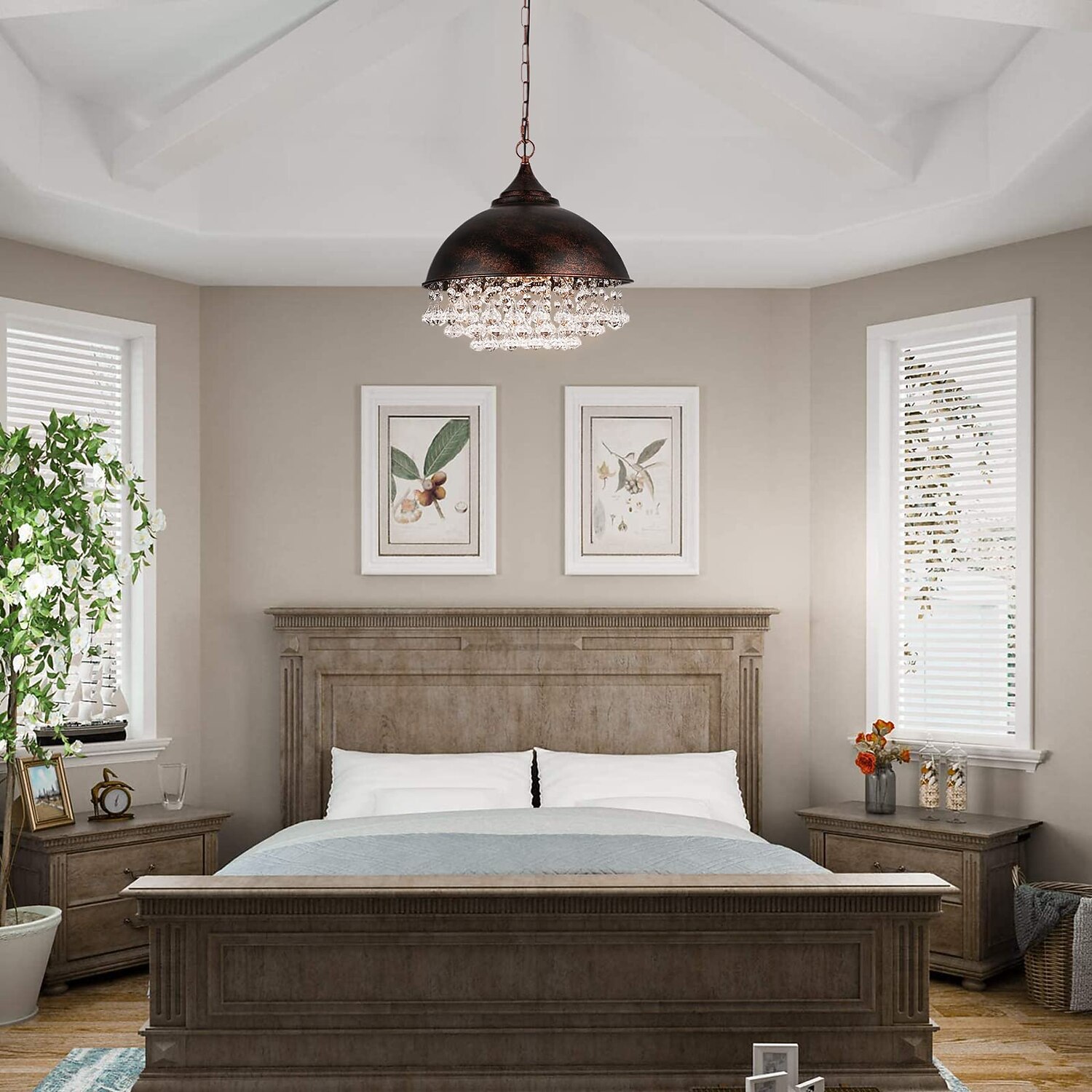 Подвесная люстра с маленькими блестящими хрустальными бусинами, кованое железо, ретро-индустриальный стиль, с одной регулируемой цепочкой, черный 110-240В 2026 - $172.99 –P6