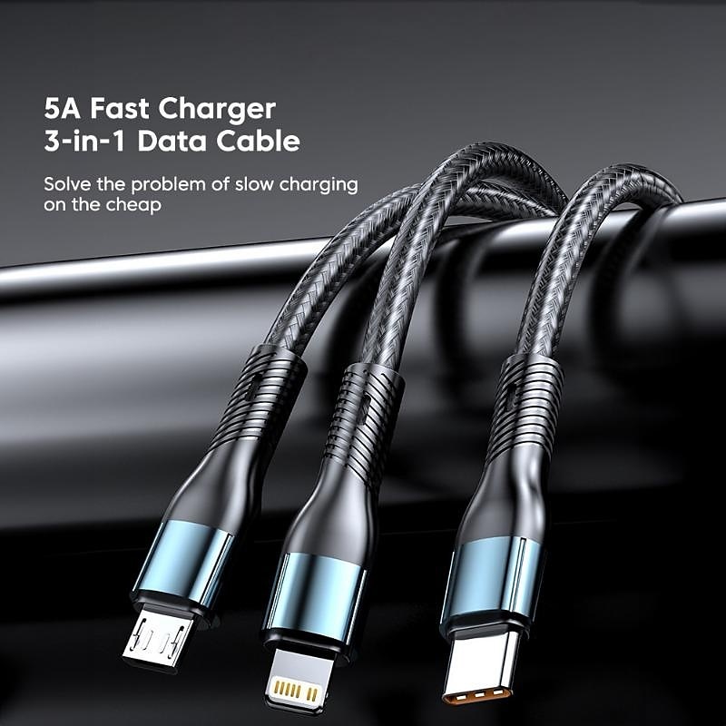 Универсальный зарядный кабель USB-C на Lightning/микро/USB-C 6 A Быстрая зарядка нейлон плетеный Прочный 3 в 1 Назначение Huawei Lenovo Motorola Аксессуар для мобильных телефонов 2025 - $12.99 –P3