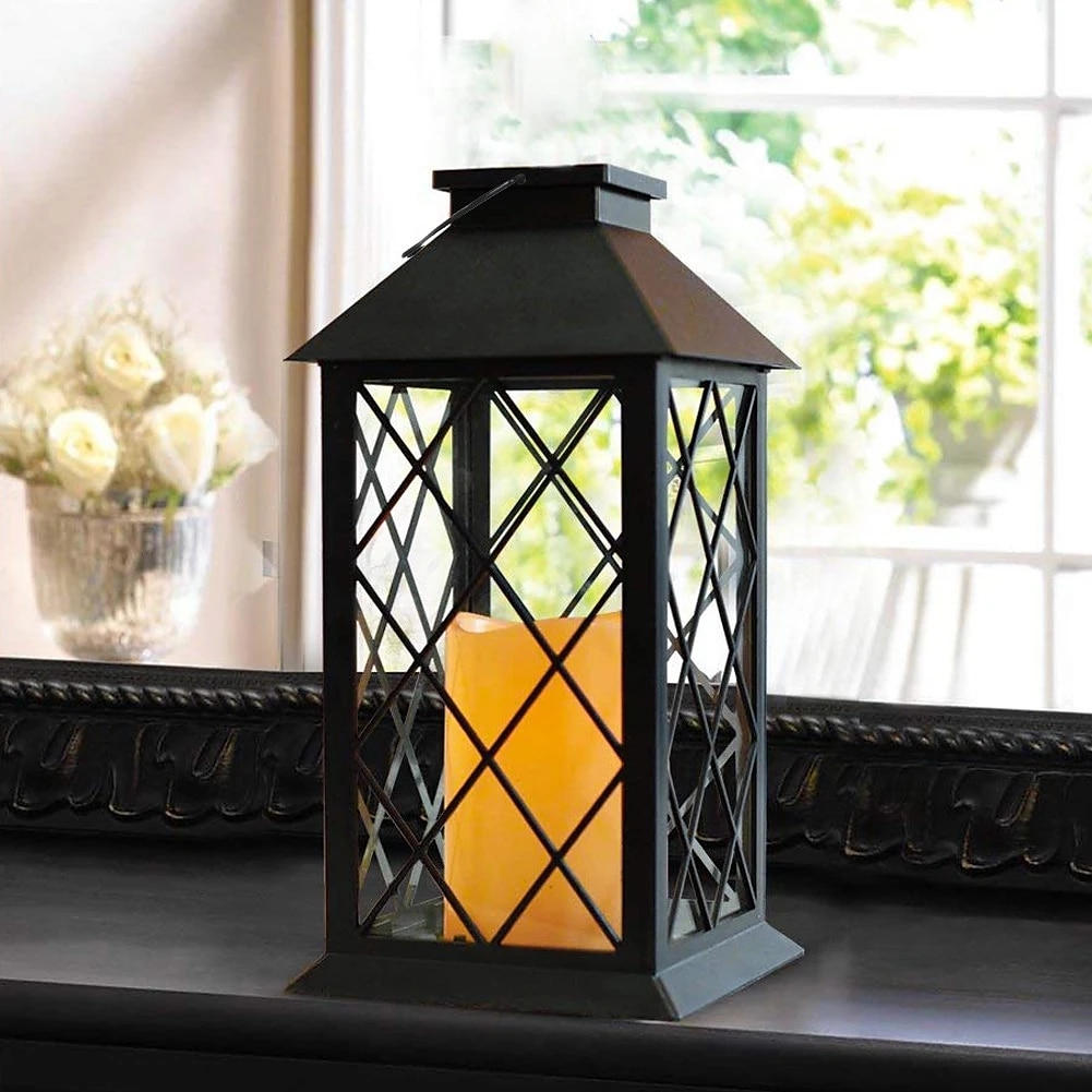 Vintage Solar Pendant Lamp Hollow Solar Portable Lamp Outdoor Courtyard Lamp Decorative Lamp Candle Lamp 1PC for Halloween 2025 - $16.49 –P6