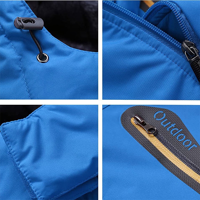 Homens Casaco com capuz Jaqueta de Trilha Jaqueta de Esqui Jaqueta de Chuva Ao ar livre Roupa Diária Quente Zíper Bolsos Inverno Bloco de cor Moda Roupa de rua Com Capuz Padrão Preto Vermelho Azul de 2025 por $67.99 –P6
