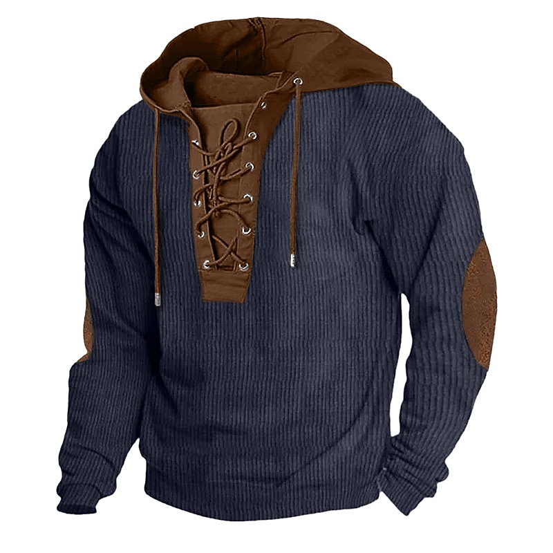 Homens Moletom Verde Tropa Azul Marinha Marron Cáqui Com Capuz Bloco de cor Cordões Patchwork Estriado Desportos e Ar livre Diário Feriado Veludo Roupa de rua Legal Casual Primavera & Outono Roupa de 2026 por $33.99 –P3