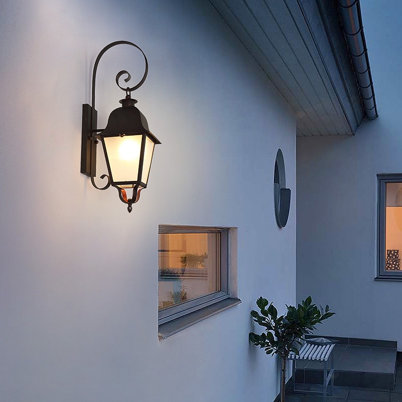 Applique murale LED luminaire e27 applique murale antique ip65 étanche antirouille en aluminium verre lanterne applique lanterne cour jardin balcon villa lumières décoratives 110-240v de 2026 ? $401.59 –P2