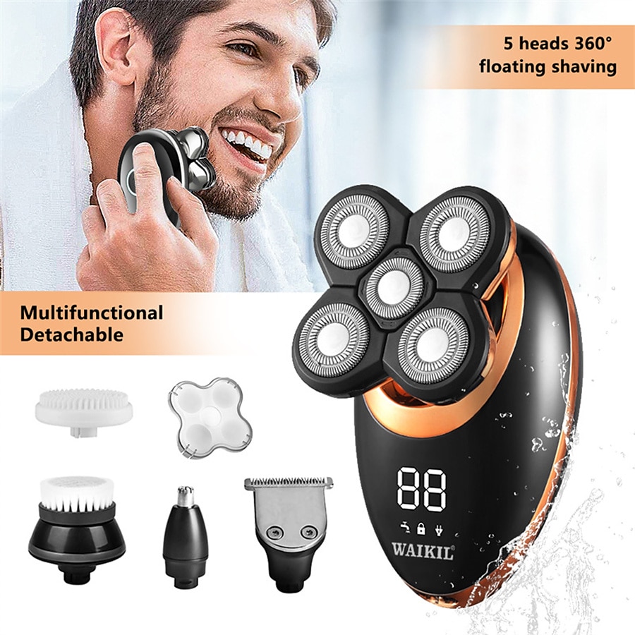 Men Head Shavers  Wet and Dry Detachable Electric Shaver Nose Hair Trimmer Face Brush Grooming Set Rechargeable Razor 2025 - $59.99 –P1