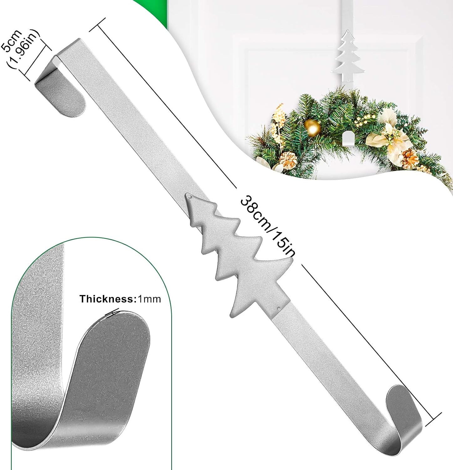 karácsonyi koszorú fogas az ajtó felett fém koszorú horog csillag karácsonyfa hópehely kampó karácsonyi parti dekoráció ajtó fal otthoni iroda, ezüst 2025 - $9.99 –P1
