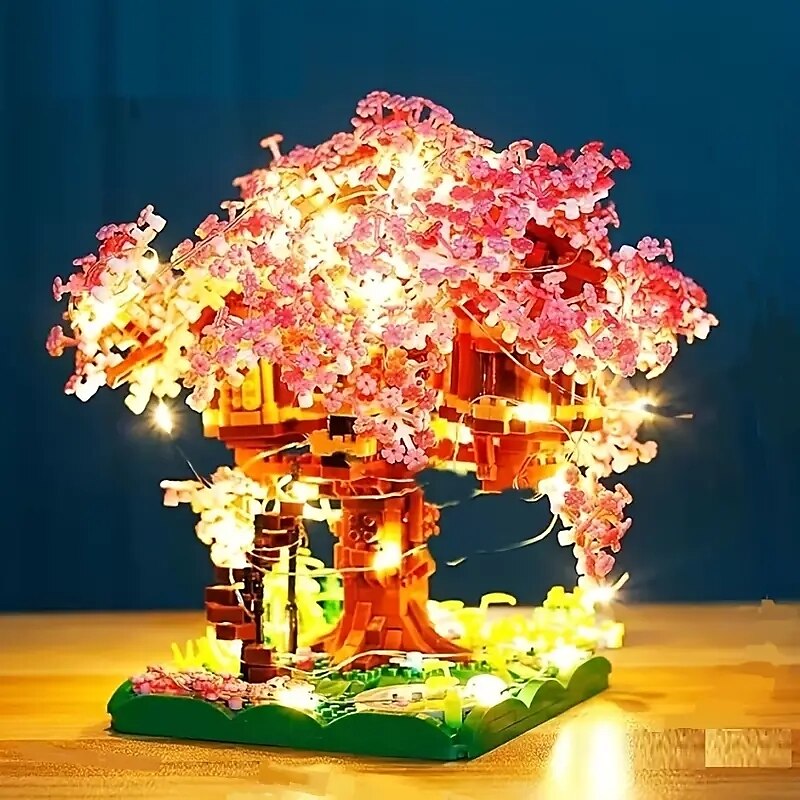 2028PCS Pink Sakura Tree House Building Blocks - Cherry Blossom DIYToys for Kids - Perfect Gift ldea! (Not Sets) 2025 - $41.99 –P4