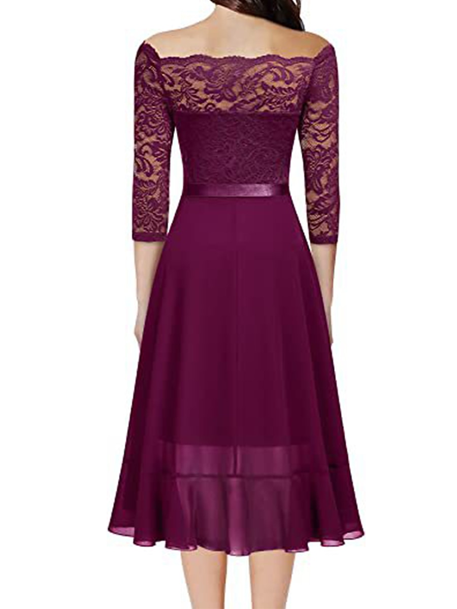 Per donna Abito Midi Abito in Pizzo Vestito da Festa Abito da Cocktail Abito da invitata a nozze Moda Festa Moderno Vacanza Festa serale Matrimonio Vestibilità regolare Colore Puro Mezza Manica del 2026 a $45.99 –P5