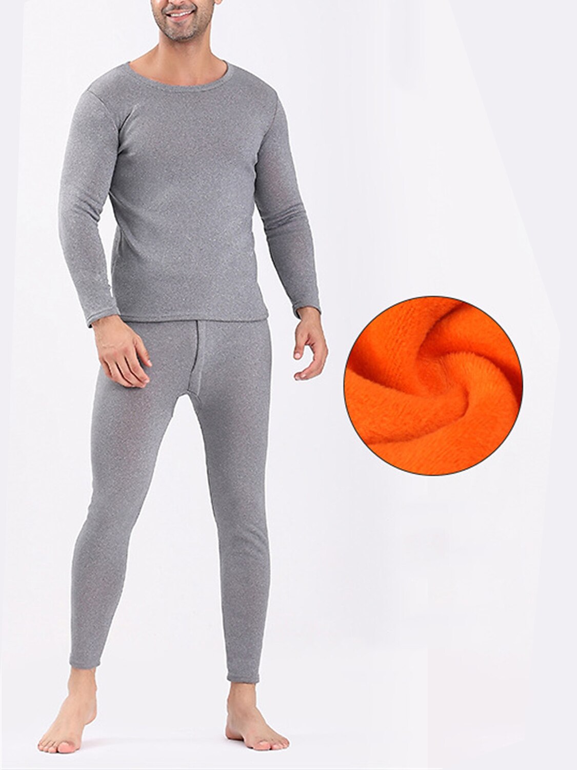 Men's Thermal Underwear Sleepwear Thermal Set 2 Pieces Plain Warm Fashion Casual Home Daily Bed Polyester Fleece Comfort Warm Soft Crew Neck Long Sleeve T shirt Tee Pant Fall Winter Black Red 2025 - $18.49 –P4