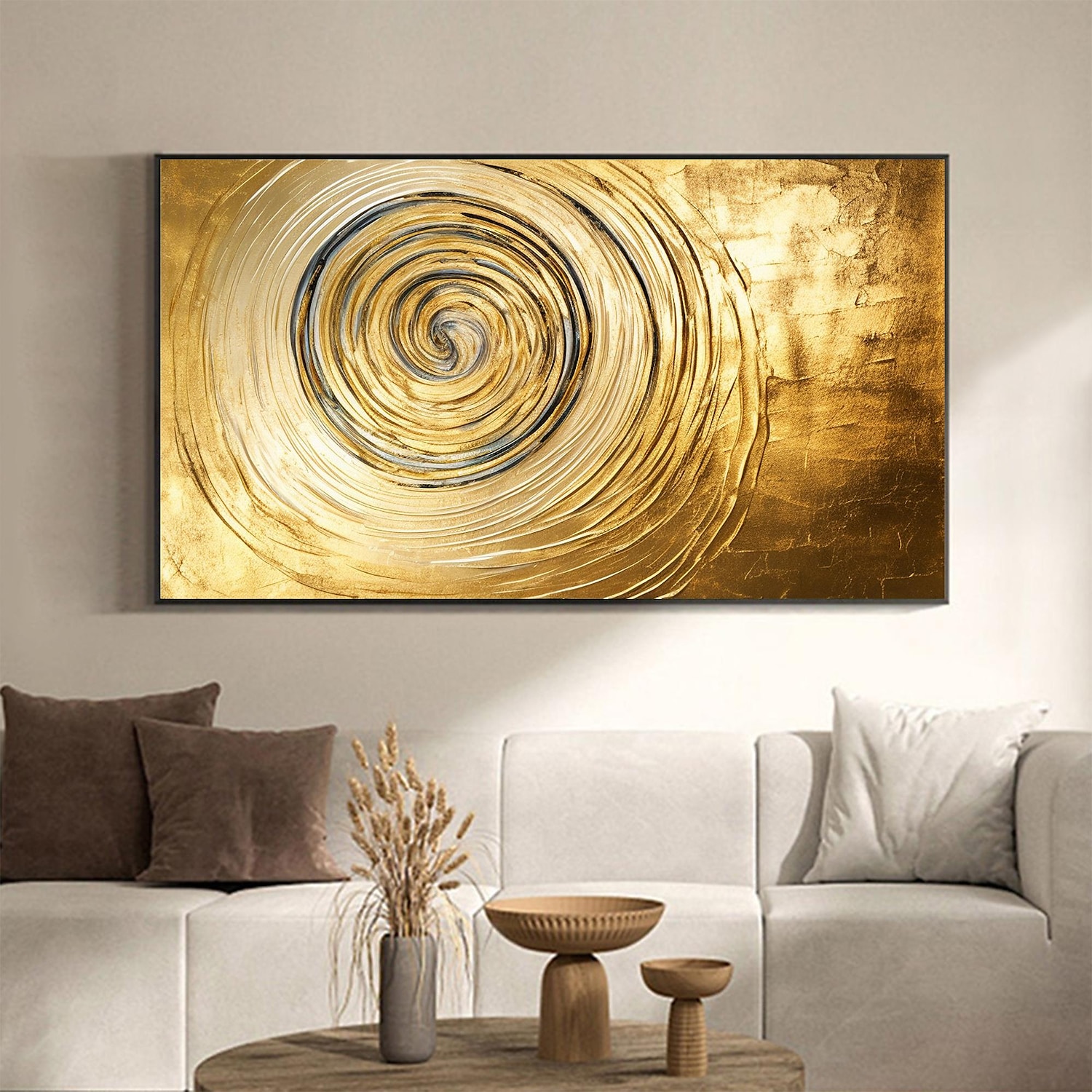 Handmade Oil Painting Canvas Wall Art Decor Original Skiing Gold Texture for Home Decor With Stretched Frame/Without Inner Frame Painting 2025 - $158.99 –P20