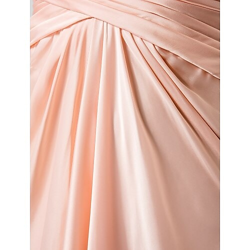 Sheath / Column V Neck Floor Length Satin Chiffon Dress with Beading / Criss Cross by TS Couture® 2025 - $129.99 –P3