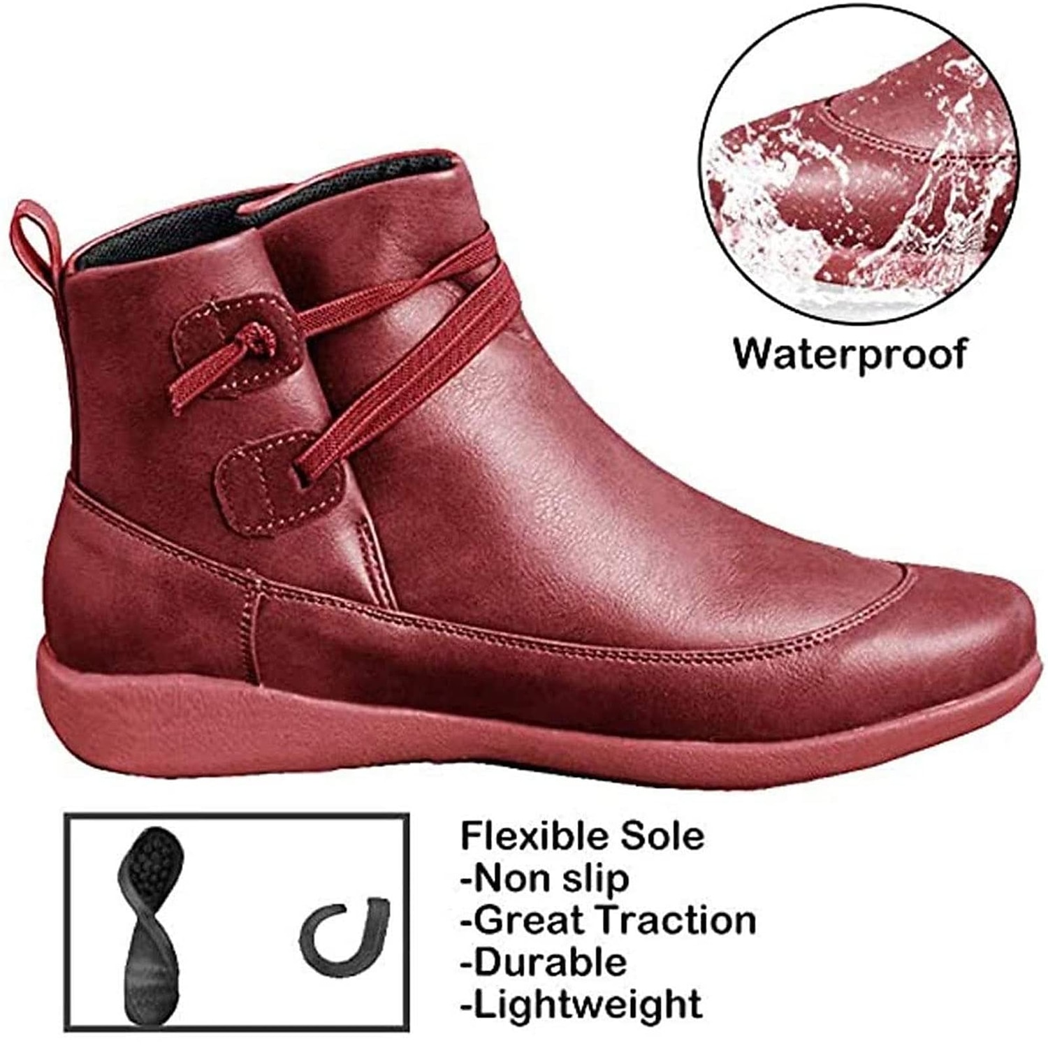 Pentru femei Cizme Cadouri de Valentin Mărime Plus Size Pantofi de confort Zilnic Culoare solidă Ghete Botine Iarnă Toc Drept Vârf rotund Elegant Pluș Casual Imitație Piele Dantelat Negru Rosu Gri 2025 - $34.99 –P2
