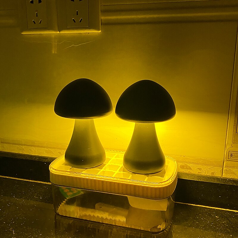 LED Desktop Creative Mushroom Table Lamp Three Color Rechargeable Table Lamp Bedroom bedside Night Lamp Dimmable LED Lighting Creative Home Decoration Table Lamp Unique Family Warm Gift Retro Atmosphere Lamp 2025 - $40.99 –P5