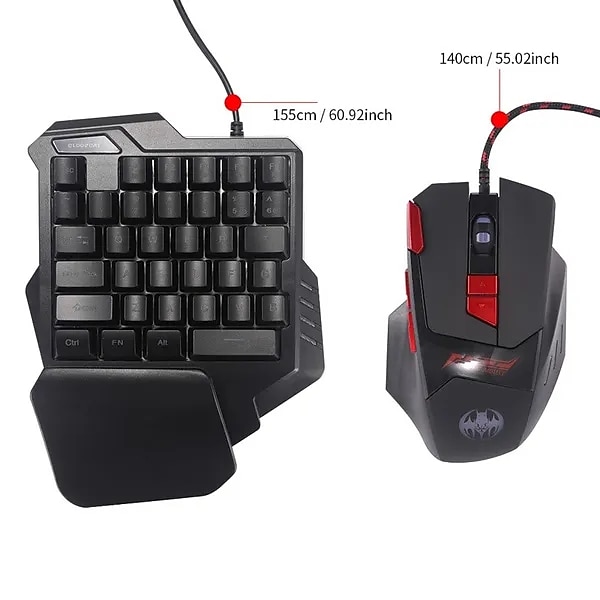 Мини-красочная игровая клавиатура с RGB-подсветкой для одной руки, удобная игровая клавиатура и мышь для левой руки для lol cs pc ps4 xbox gamer 2025 - $39.99 –P4