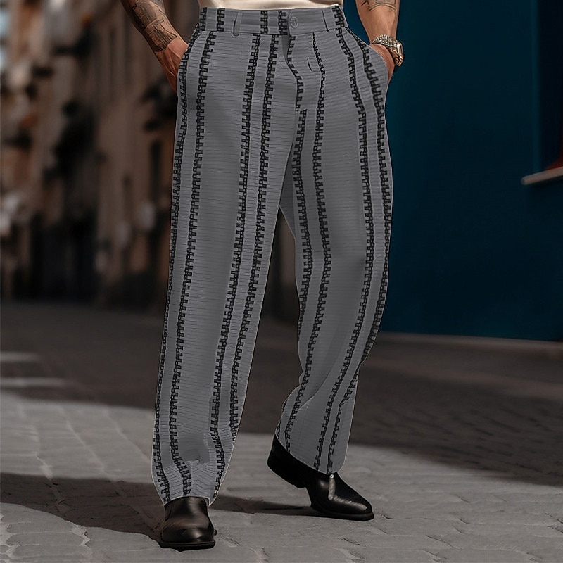 Bărbați Costume Pantaloni Pantaloni casual Buzunar frontal Picior drept Dunga Confort Afaceri Zilnic Concediu Modă Șic & Modern Negru Alb 2025 - $12.39 –P9