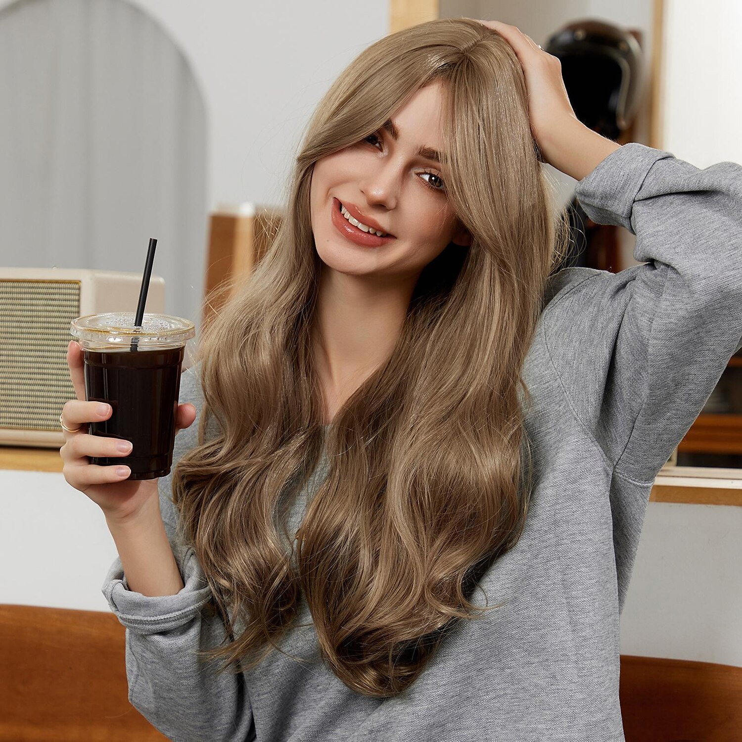 26 inch synthetische pruik damespruik blond lang golvend haar mode dagelijks feest cosplay 2025 - $26.99 –P1