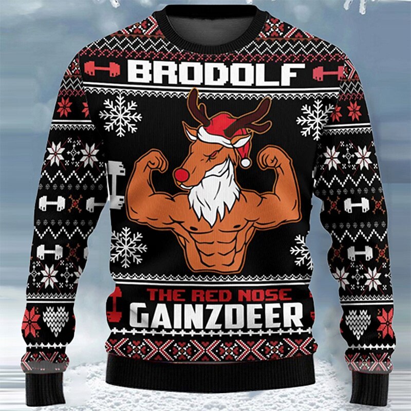 hässlicher Weihnachtspullover für Herren, lustige Pullover mit Kuh