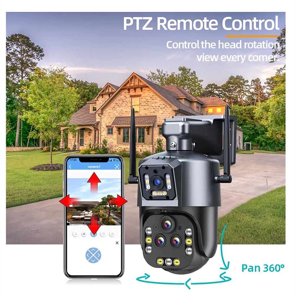 4K Wi-Fi Ptz Ultra ip камера наблюдения с четырьмя объективами, камера безопасности с 20-кратным зумом, автоматическое слежение, видеонаблюдение ipc360 2025 - $97.99 –P2