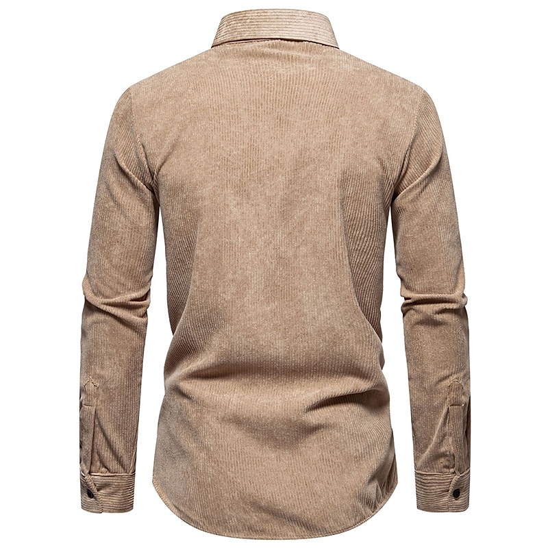 Per uomo Camicia Maglietta informale Camicia di velluto a coste Nero Giallo Rosa Viola Marrone Manica lunga Liscio Bavero Strada Da mare Di base Abbigliamento Di tendenza Comodo del 2025 a $28.99 –P13