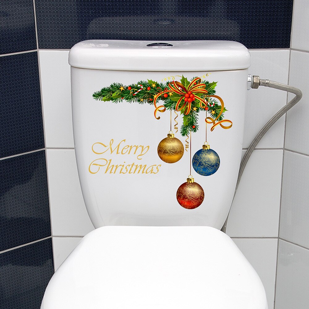 autocolant cu model de bile de Crăciun coroană de Crăciun, autocolant decorativ pentru capac de toaletă, decal pentru capac de toaletă, autocolant pentru capacul de toaletă, autocolante detașabile pentru renovarea toaletei 2025 - $6.49 –P1