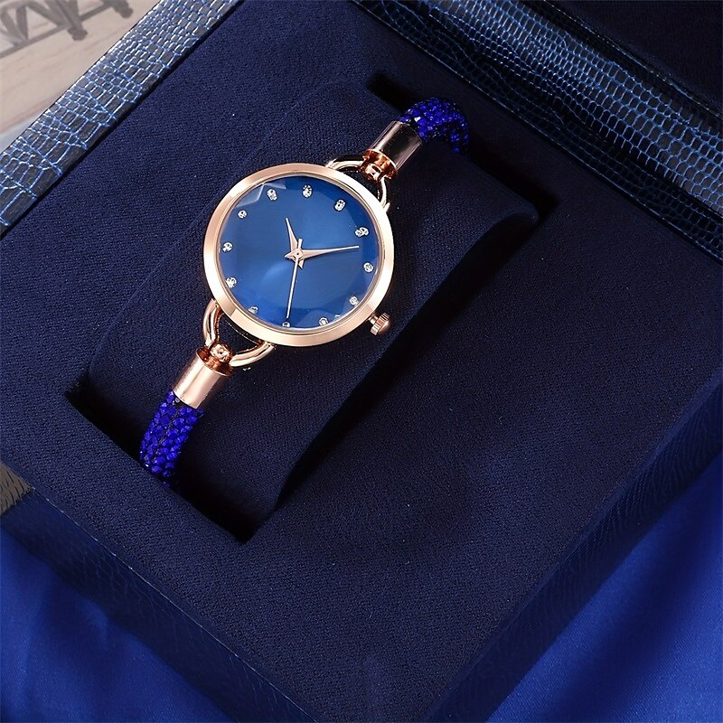 6 unids/set reloj de pulsera para mujer elegante reloj de cuarzo con diamantes de imitación reloj de pulsera analógico vintage & conjunto de joyas regalo para mamá ella 2025 - $20.99 –P5