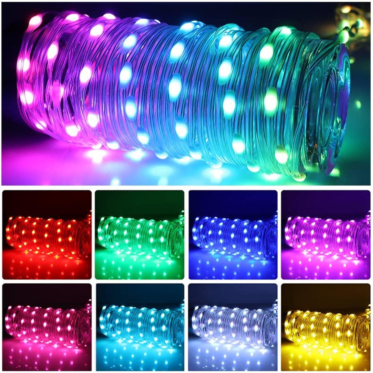 κομψή δεξίωση γάμου πάρτι 33 πόδια 100 led αλλαγή χρώματος νεράιδα φώτα μουσική συγχρονισμού τηλεχειριστήριο &amp;αμπέραζ; έλεγχος εφαρμογής usb diy αδιάβροχα έξυπνα νεράιδα φωτάκια για πάρτι, γάμο, 2025 - $22.99 –P1