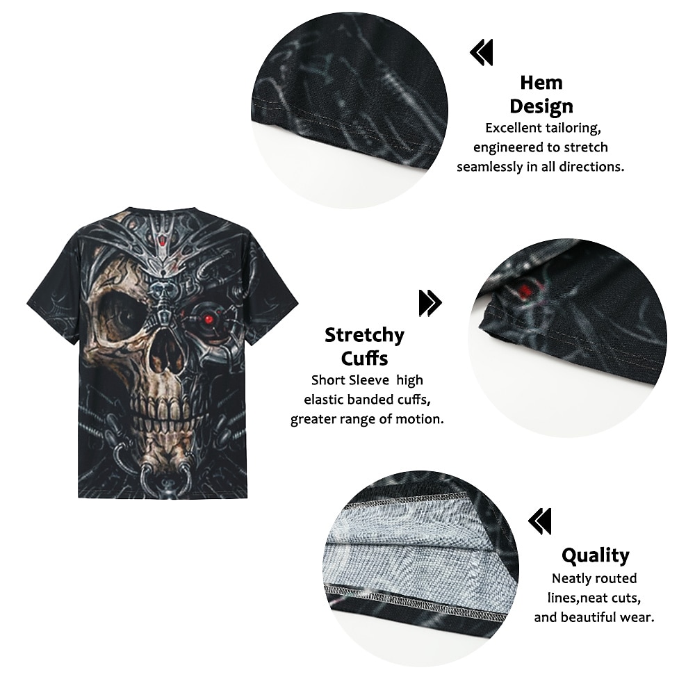 Herr Unisex Dödskalle Grafiska tryck T-shirt halloween skjorta Kortärmad T-shirt 3D-tryck Rund hals Skjorta Sport Designer Ledigt Utomhus Gata Dagligen Svart Rubinrött Blå Sommar Kläder S M L XL XXL 2025 - $17.99 –P2