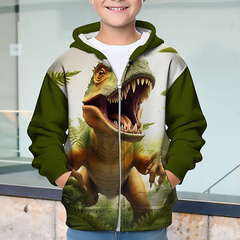 Pojkar 3D Dinosaurie Huvtröja Kappa Ytterkläder Långärmad 3D-tryck Höst Vinter Mode Streetwear Häftig Polyester Barn 3-12 år Utomhus Ledigt Dagligen Normal 2025 - $21.99 –P5