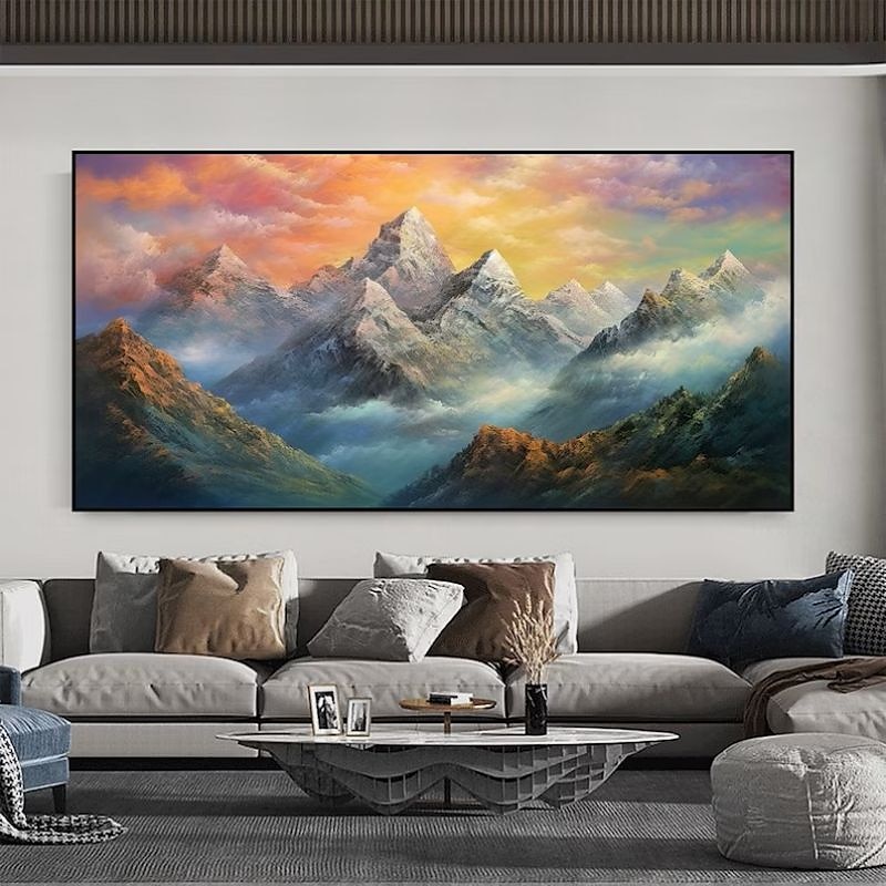 Handmade Hand Painted Oil Painting Wall Art  Large Size Contemporary Golden Mountains Home Decoration Decor Rolled Canvas No Frame Unstretched 2025 - $100.99 –P17