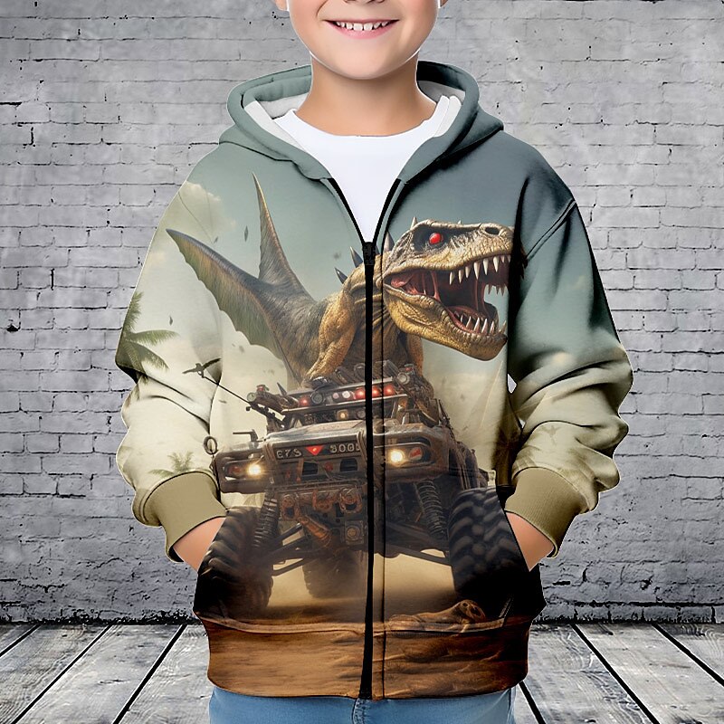 Pojkar 3D Dinosaurie Huvtröja Kappa Ytterkläder Långärmad 3D-tryck Höst Vinter Mode Streetwear Häftig Polyester Barn 3-12 år Utomhus Ledigt Dagligen Normal 2025 - $18.49 –P6