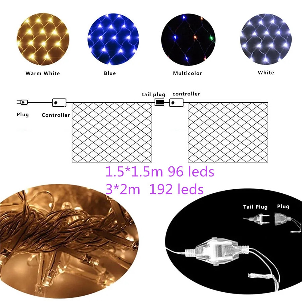 Elegant Wedding Reception Party 1.5*1.5M 3*2m LED String Christmas Net Lights Garland Mesh Fairy Landscape Light Street Wedding Xmas Decoration Lamp 2025 - $11.49 –P2