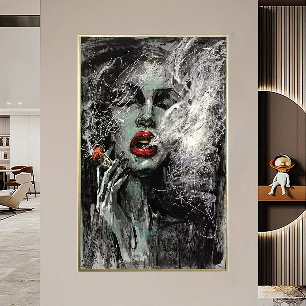 Handmade Smoking Woman painting Hand Painted Wall Art Large Abstract ...