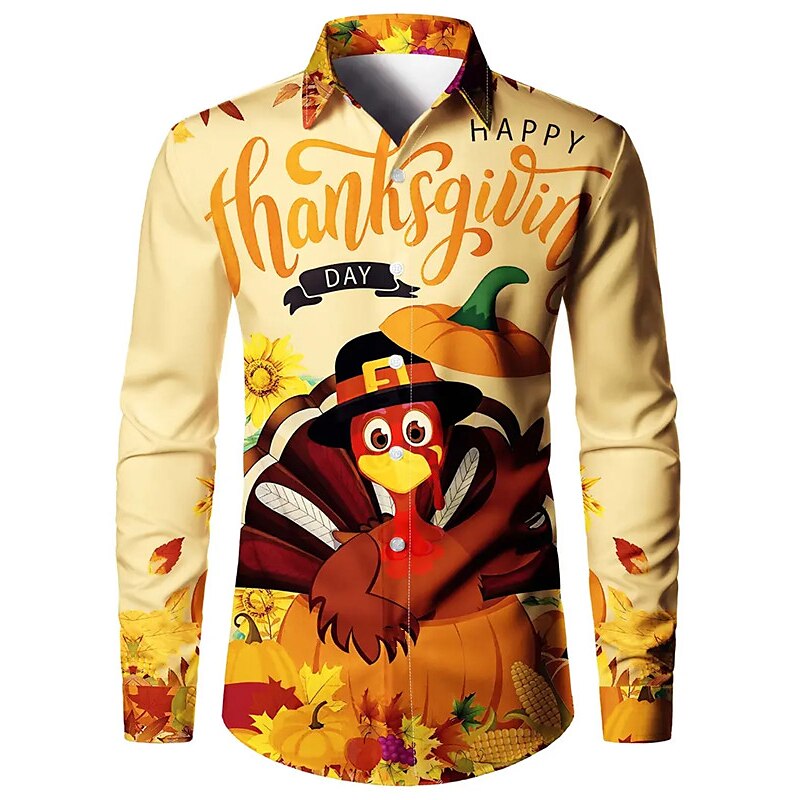 giorno del Ringraziamento Per uomo Alfabetico Turchia Camicia Camicia con bottoni Manica lunga Informale Da tutti i giorni Per uscire Autunno inverno Collo ripiegabile Stampa Bottone giù Cachi del 2025 a $24.99 –P4