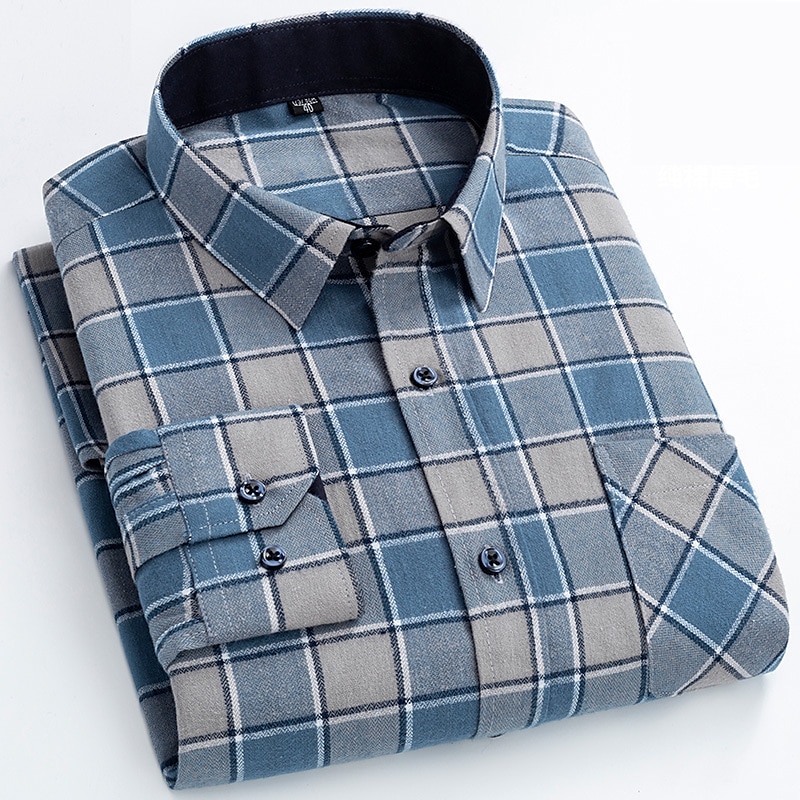 Per uomo Camicia Camicia casual Camicia a quadri Camicia con Bottoni Quadri All'aperto Abbigliamento quotidiano Giallo Blu reale Blu Azzurro cielo Manica Lunga Bavero Autunno & Inverno Abbigliamento del 2025 a $33.99 –P4