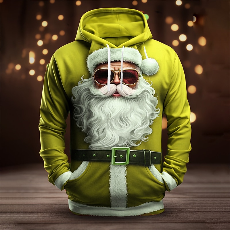 Sudadera con capucha de Papá Noel para hombre, diseño navideño en 3D, con estampado gráfico de Papá Noel, moda 3D, para deportes al aire libre, vacaciones, sudadera con capucha de manga larga, color 2025 - $32.99 –P2