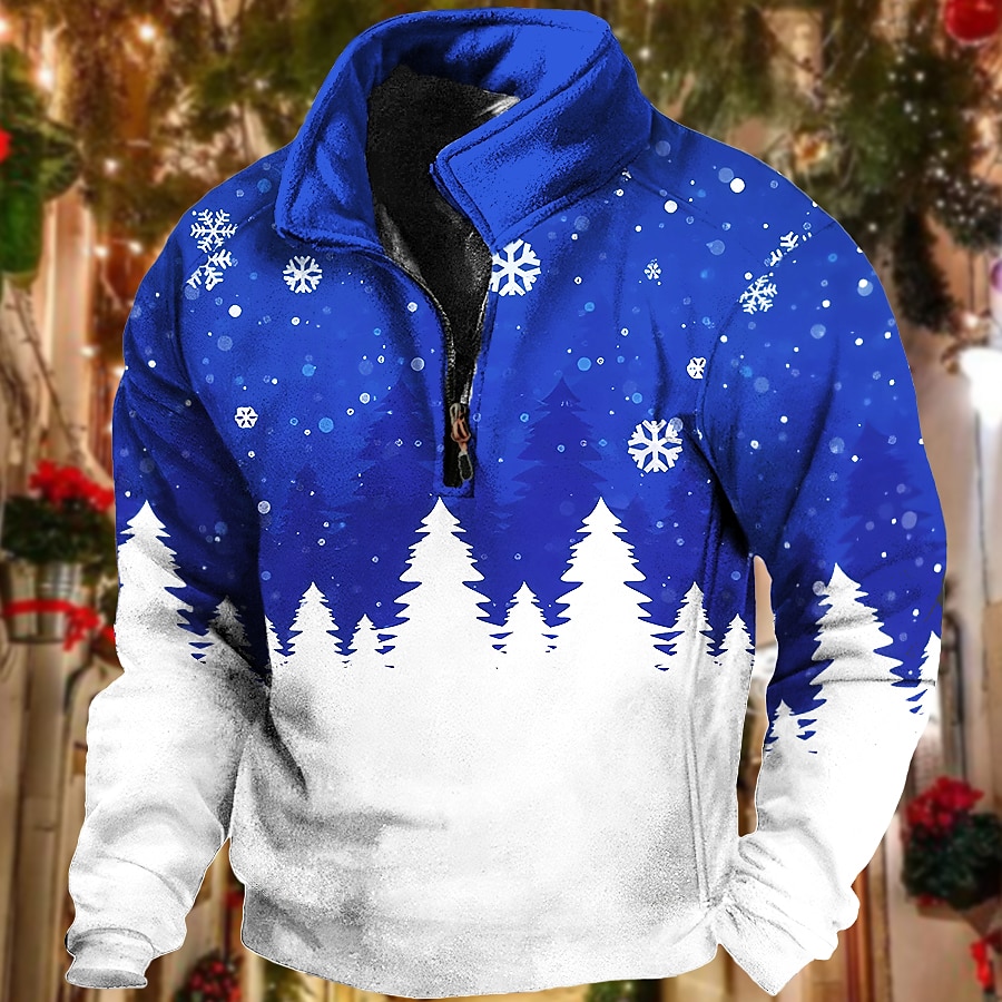 Hooded christmas reindeer clearance and snowflake print hoodie