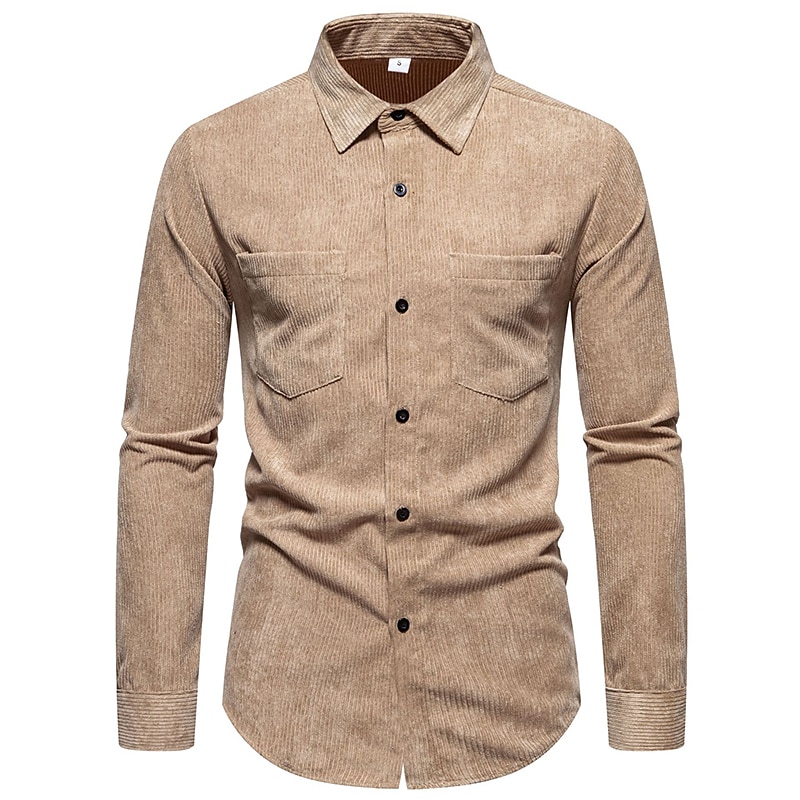 Per uomo Camicia Maglietta informale Camicia di velluto a coste Nero Giallo Rosa Viola Marrone Manica lunga Liscio Bavero Strada Da mare Di base Abbigliamento Di tendenza Comodo del 2025 a $28.99 –P11