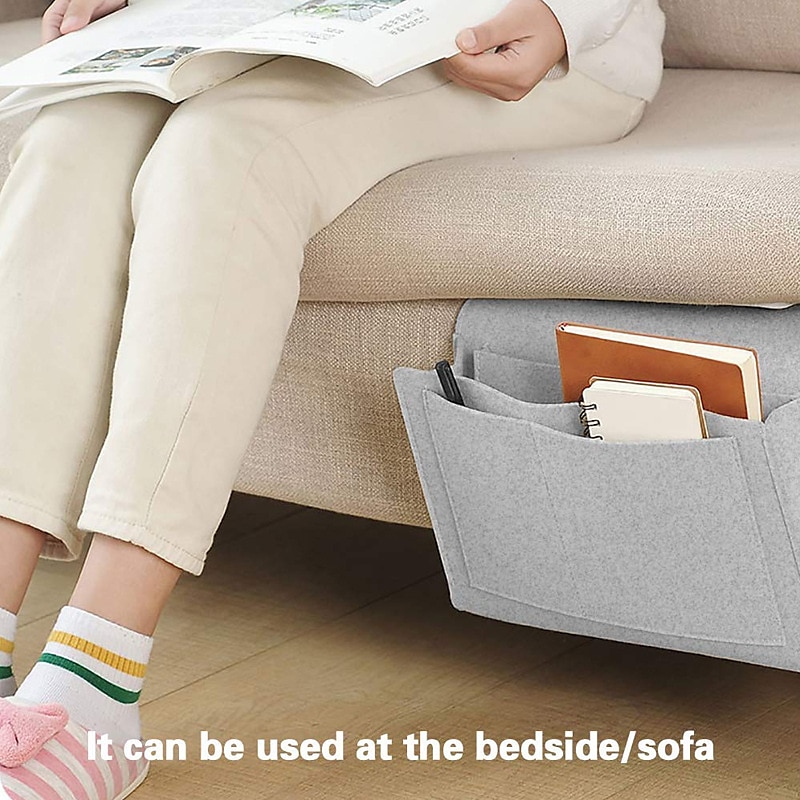 filt nattbords oppbevaringspose pose seng skrivebordsveske sofa tv fjernkontroll hengende caddie sofa oppbevaring arrangør sengeholder lommer 2025 - $9.99 –P3