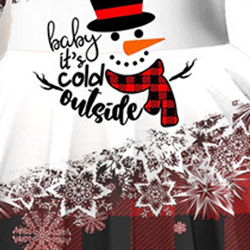 Mädchen' 3D Plaid Schneemann Schneeflocke Kleid Schneeflockenkleid Langarm 3D-Druck Herbst Winter Urlaub Sport & Natur Täglich Kuschelig Brautkleider schlicht Schön kinderkleidung 3-12 Jahre Casual 2025 - $19.49 –P7
