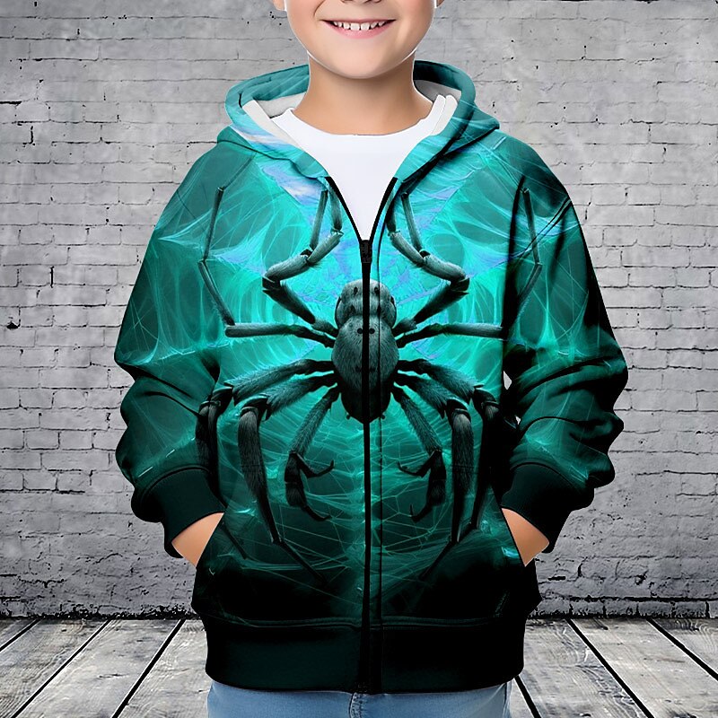 Pojkar 3D SPIDER Huvtröja Kappa Ytterkläder Långärmad 3D-tryck Höst Vinter Mode Streetwear Häftig Polyester Barn 3-12 år Utomhus Ledigt Dagligen Normal 2025 - $18.49 –P3