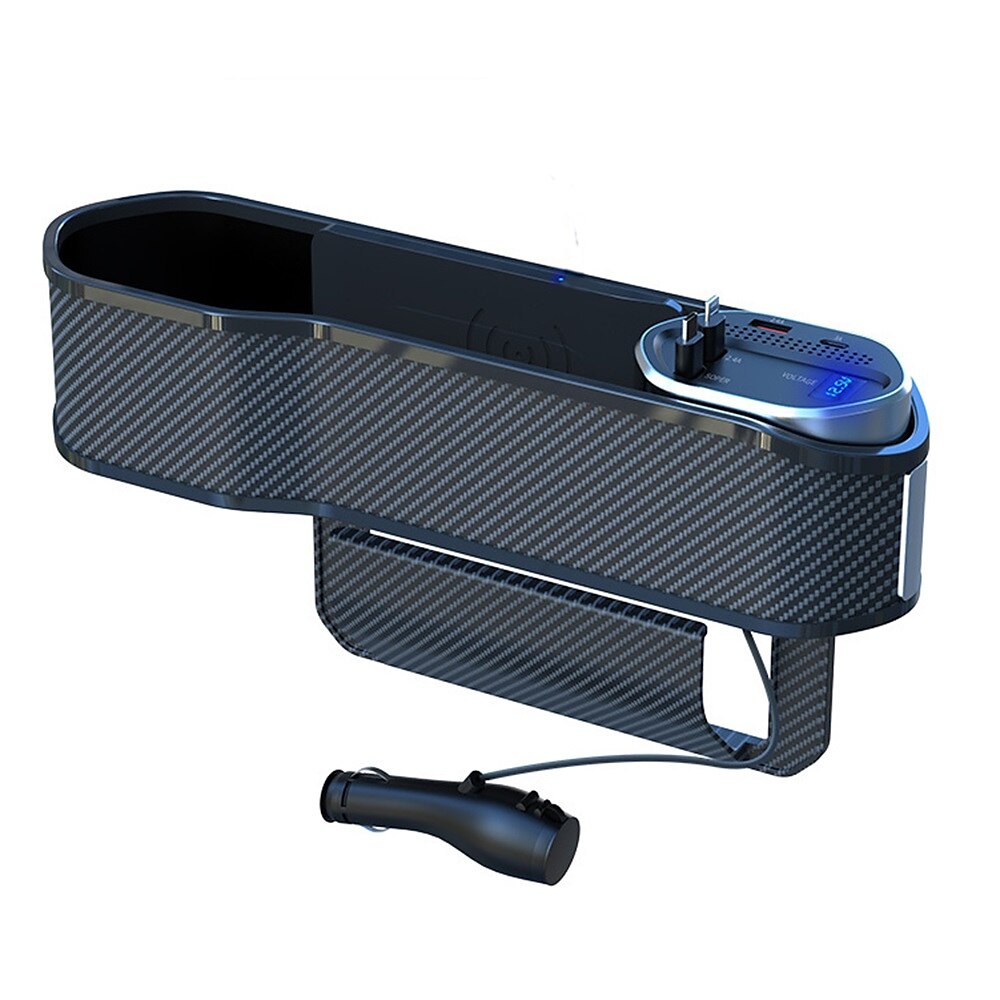 Car Seat Storage Box With Two USB Ports And Two Retractable Fast Charge Cables Interface Car Center Console Side Storage Storage Box 2025 - $49.99 –P2