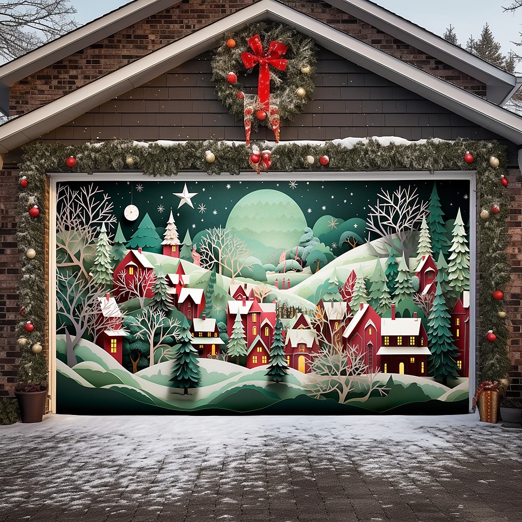 Décorations de porte de garage de Noël Couverture extérieure de