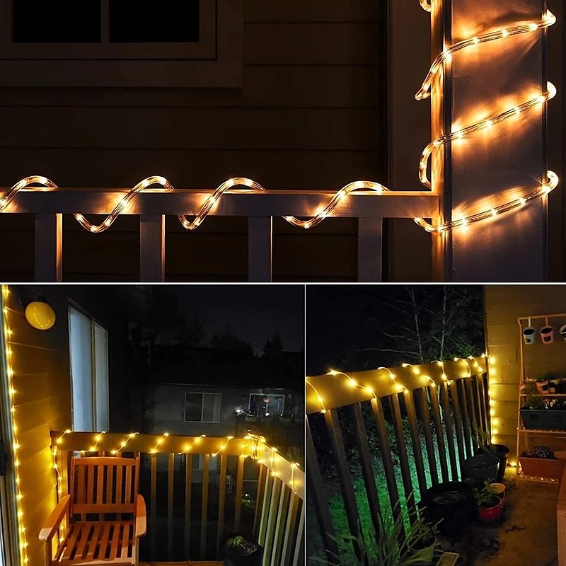 1 paquet de guirlandes lumineuses solaires à LED étanches pour l'extérieur, guirlande lumineuse de jardin féerique, décoration de fête de mariage d'Halloween de Noël en plein air, 7 m-50 LED / 12 m-100 LED / 20 m-200 LED / 30 m-300 LED de 2025 ? $12.99 –P2