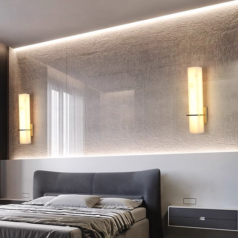 Modern Marble Wall Sconce Long Linear Gold Brass Wall Lamp Bedside Wall Light Bathroom Vanity Light Fixture Bar Hardwired Wall Mount Lighting for Living Room Dinning Room Hallway 110-240V 2025 - $346.09 –P2