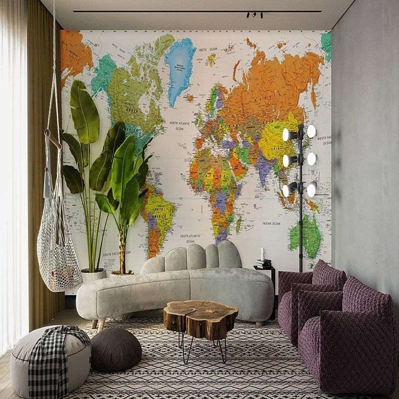 Mapa do mundo papel de parede mural atlas vintage cobertura de parede adesivo peel and stick removível pvc/material de vinil autoadesivo/adesivo necessário decoração de parede para sala de estar de 2026 por $47.99 –P15