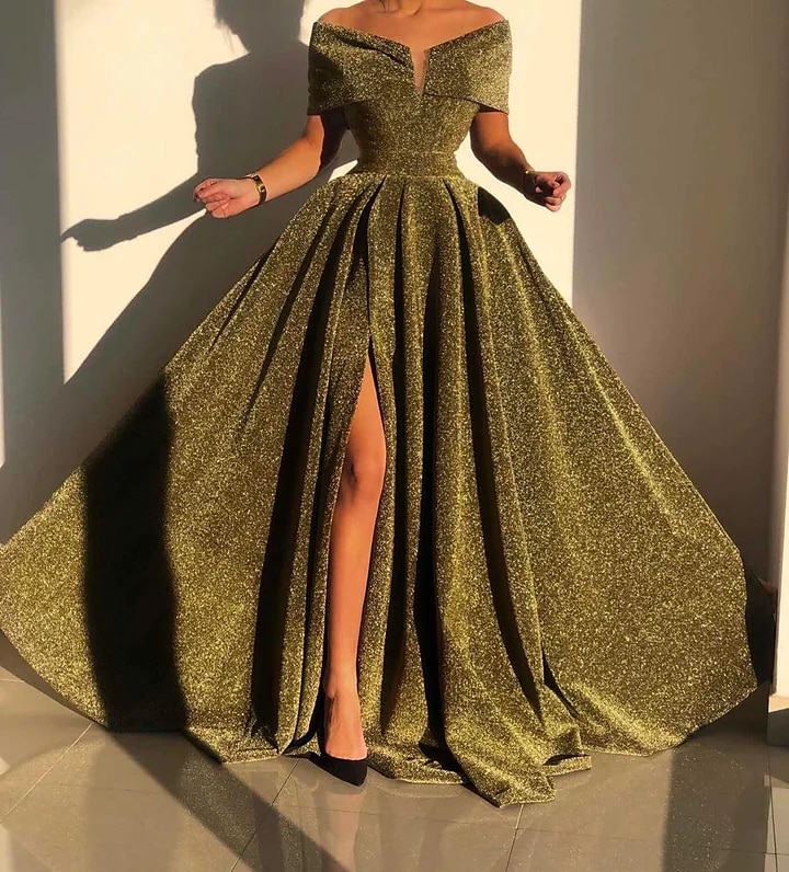 A-Linie Abendkleid Funkeln  Glanz Kleid Formelles Herbst Gerichtstraining Ärmellos Schulterfrei Pailletten mit Pailletten Schlitz Maskeradenkleid 2025 2025 - $179.99 –P2