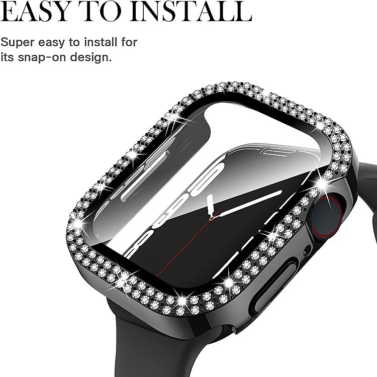 2 Pack Watch Case with Screen Protector Compatible with Apple Watch Series 8 7 41mm 45mm / Series 6 5 4 SE 40mm 44mm / Series 3 2 1 38mm 42mm Scratch Resistant Bling Diamond HD Clear Tempered Glass 2025 - $11.99 –P5
