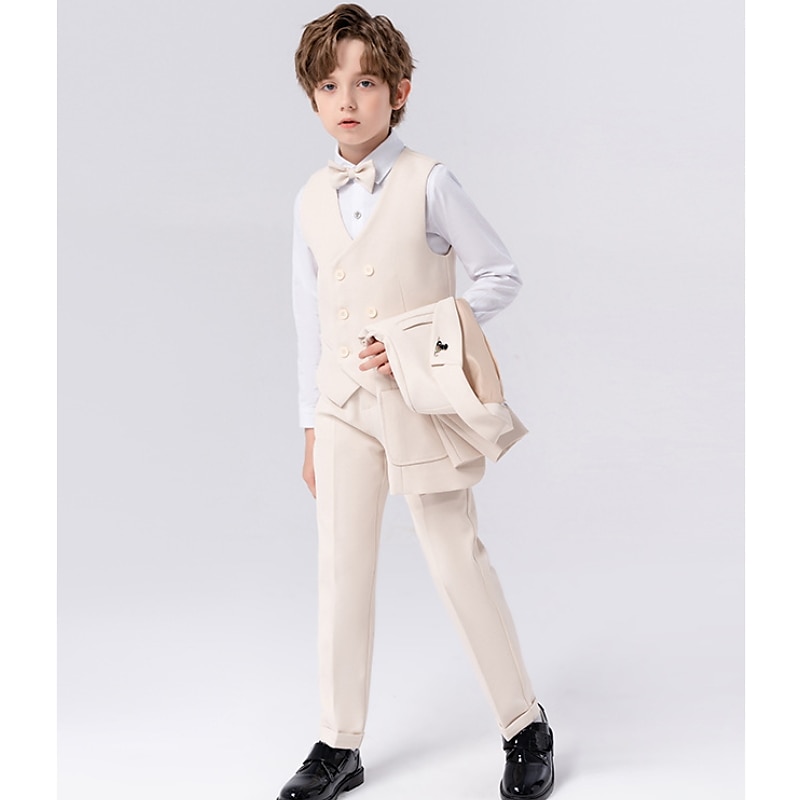 6 deler Barn Gutt Dress og blazer Antrekk Helfarge Langermet Knapp Sett Formell Kul Høst Vinter 7-13 år Grå 5-delt sett (jakke + vest + bukse + sløyfe + Blått 6-delt sett (skjorte + jakke + vest 2025 - $95.99 –P15