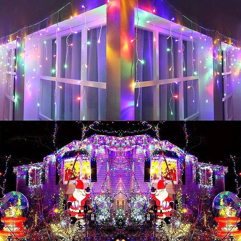 1 confezione di luci natalizie a ghiacciolo, 10 m 400 led 8 modalità e timer con 60 gocce, luci natalizie a ghiacciolo con timer, stringa di luci esterne collegabili impermeabili per vacanze, del 2025 a $18.99 –P7